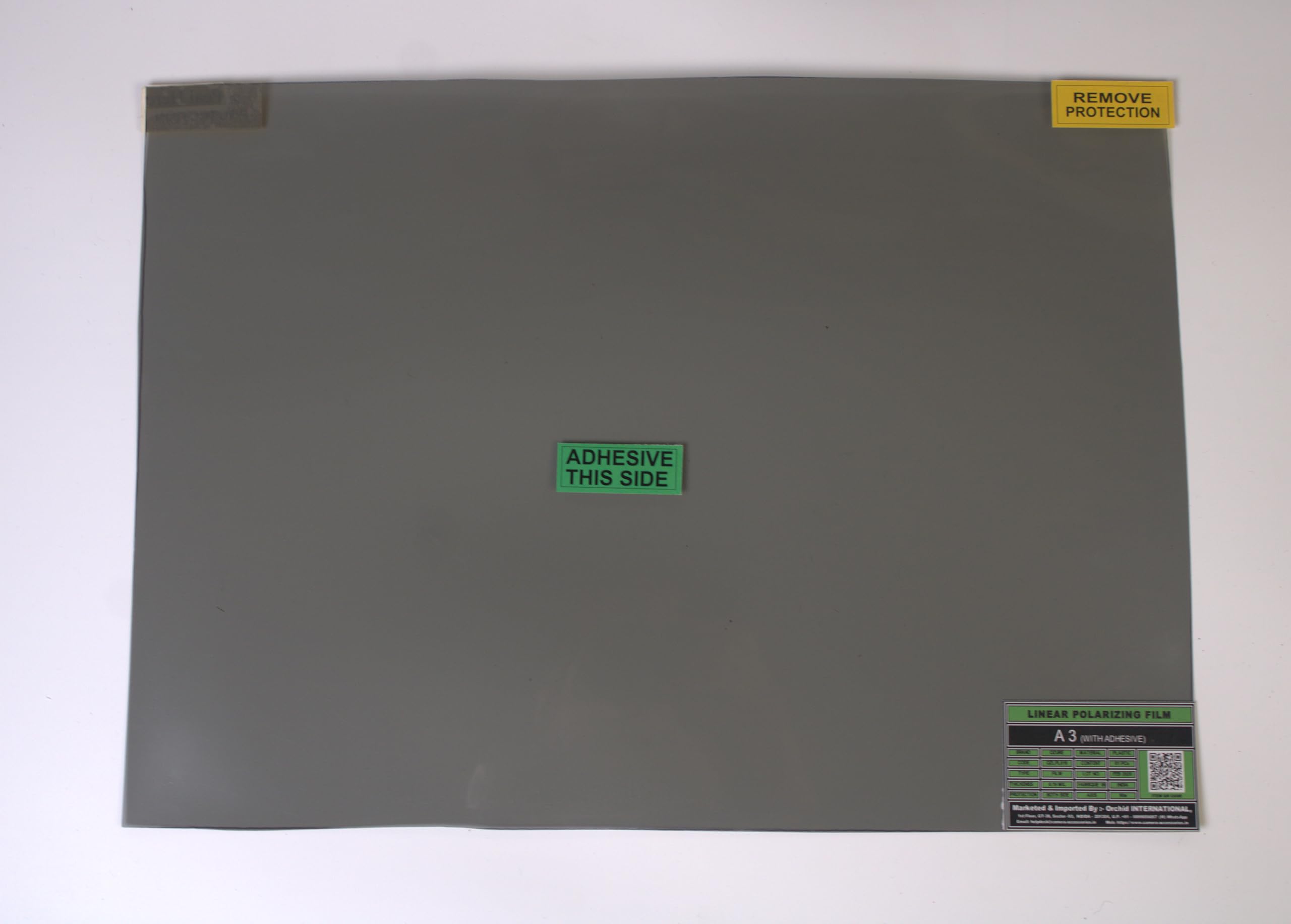 A3 90-Degree Linear Polarizing Film Sheet – 297x420mm – Optical Adhesive One Side – Protective Layers – for DIY, Scientific, Display Testing, Photography