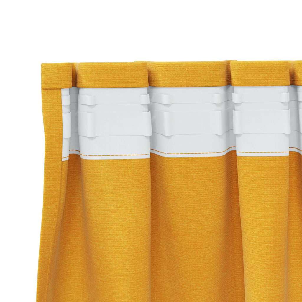 Verdunkelungsvorhänge 2er Set, blickdichte Samt Vorhänge in Senfgelb, 140x260 cm, Moderne Gardinen mit Schlaufen für Wohnzimmer und Schlafzimmer, edle Wohndeko