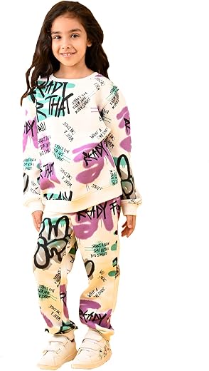 ANTHRILO Warm Cotton Rich Fleece Sweatshirt Jogger Set For Girls | Fabric : Fleece | Regular Fit |Winter Jogger Set For Ba...