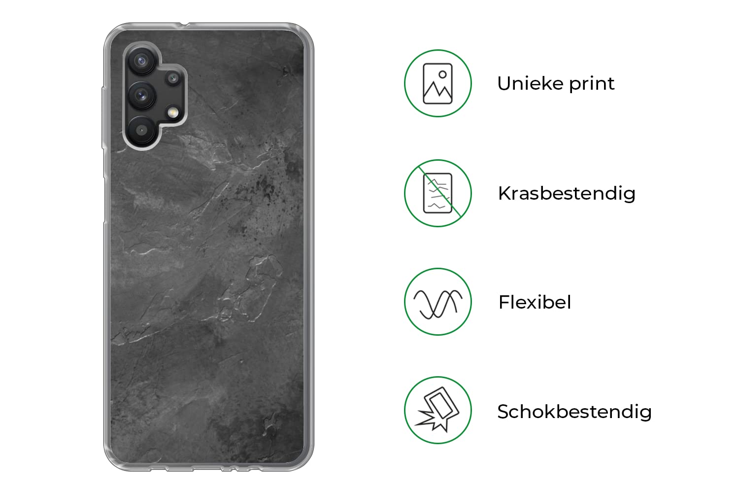 MuchoWow Funda para Samsung Galaxy A32 5G - Estructura - Cemento - Hormigón - Gris - Vintage - Funda de Silicona/Funda Blanda para teléfono móvil