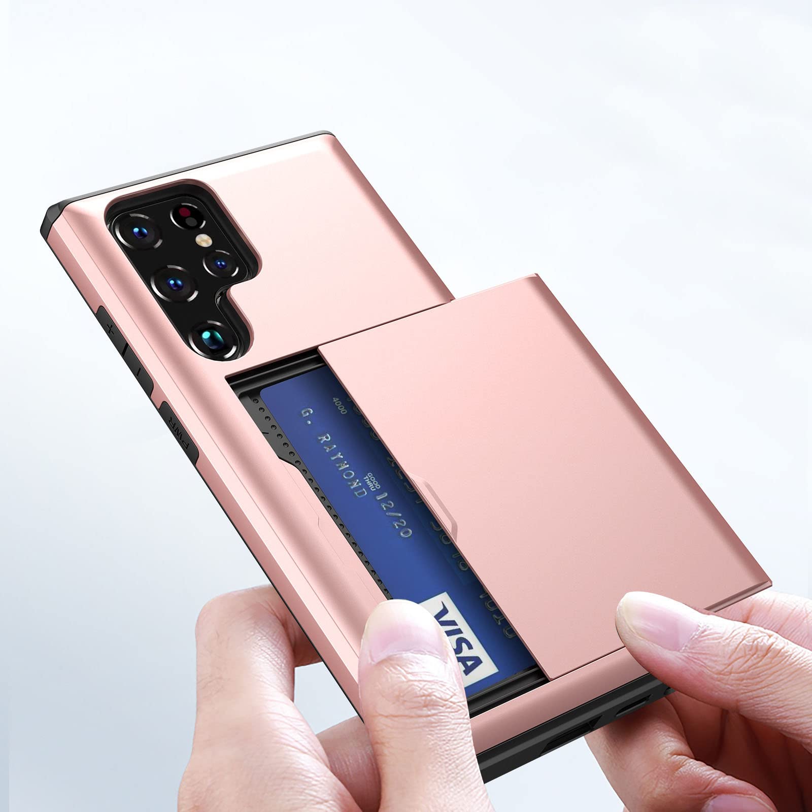 Funda per Samsung Galaxy S22/S22+/S22 Ultra, Estuche Billetero De Premium Carcasa Trasera con Ranura para Tarjeta Case Nti-Rasguño Anti-Huella Estuche,Plata,S22 Ultra 6.8"