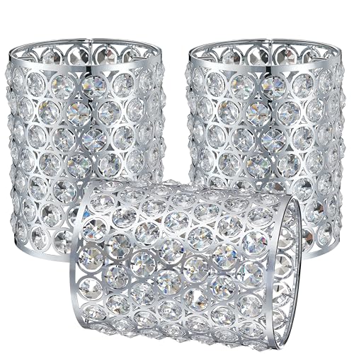 Image of 3 Pack Crystal Replacement Covers Metal Shade Pendant Ceiling Chandelier Wall Sconce Lamp Chrome Fixture