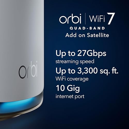 Miniatura 2 de NETGEAR Orbi 970 Series Quad-Band WiFi 7 Mesh Satellite Add-on (RBE970) - Funciona con Orbi RBE972S y RBE973S, añade cobertura de hasta 3,300 pies