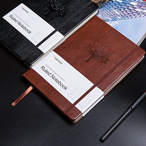 WERTIOO-Hardercover-Journals-200-Pages-Diary-Leather-Lined-Journal-Notebook-Writing-A5-100gsm-Thick-Paper-Notebooks-with-Pen-Hold-for-Work-Men-Women-84-x-57-in