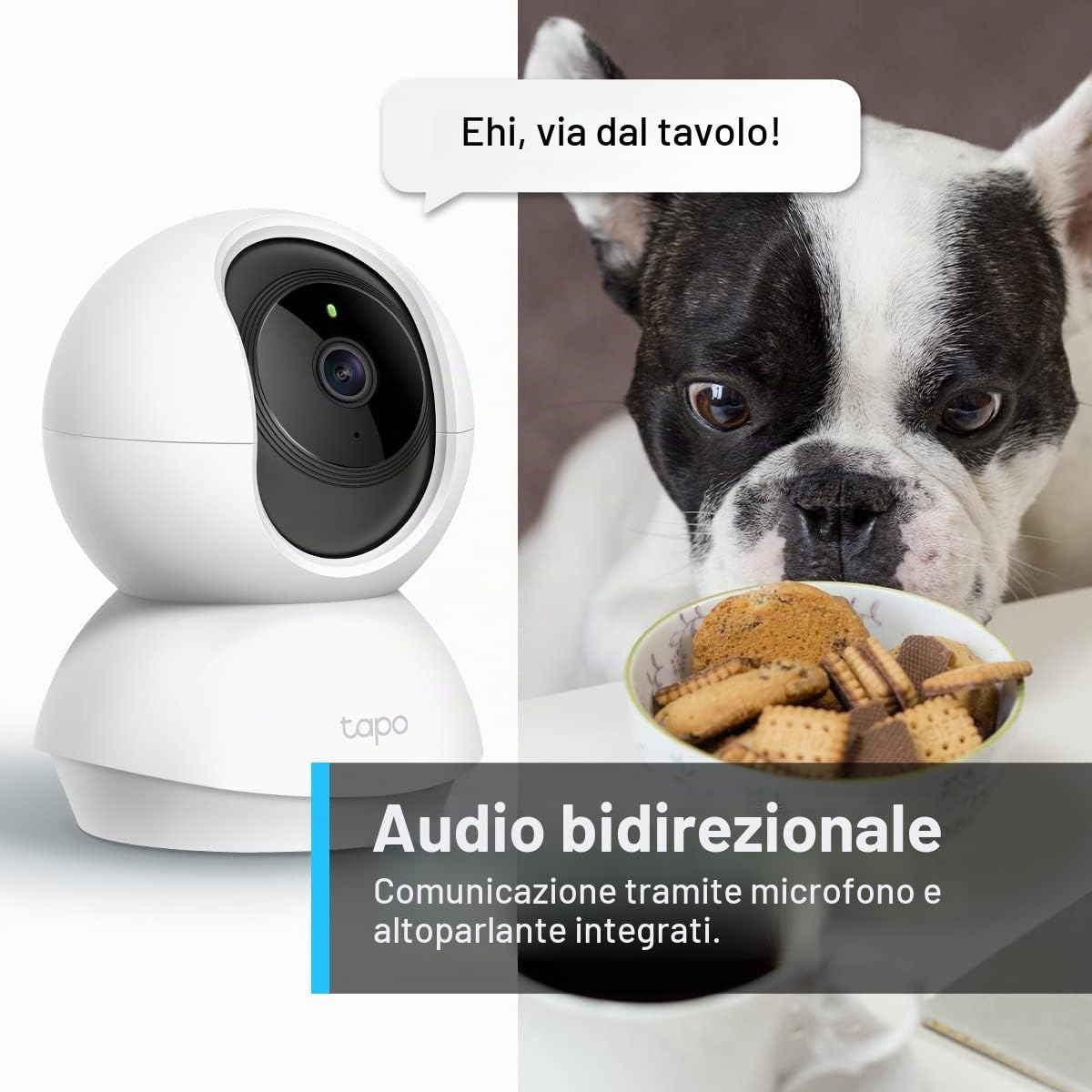 Tapo C210 Telecamera Wi-Fi Interno 2K(3MP), Videocamera Sorveglianza, Visione Notturna, Notifiche in Tempo Reale, Storage su Cloud, MicroSD fino a 512GB, Funziona con Alexa e Google Assistant