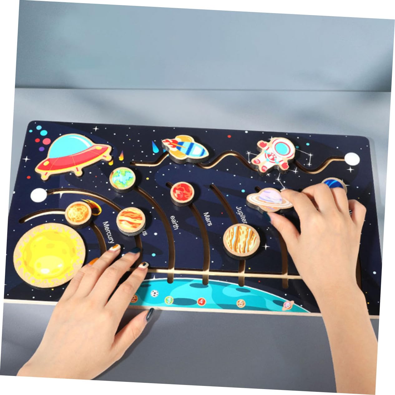 Toddmomy Puzzle Pianeti in Legno Educativo per Bambini, Solare Gioco per Attività di Apprendimento Prescolare e Sviluppo Motorio