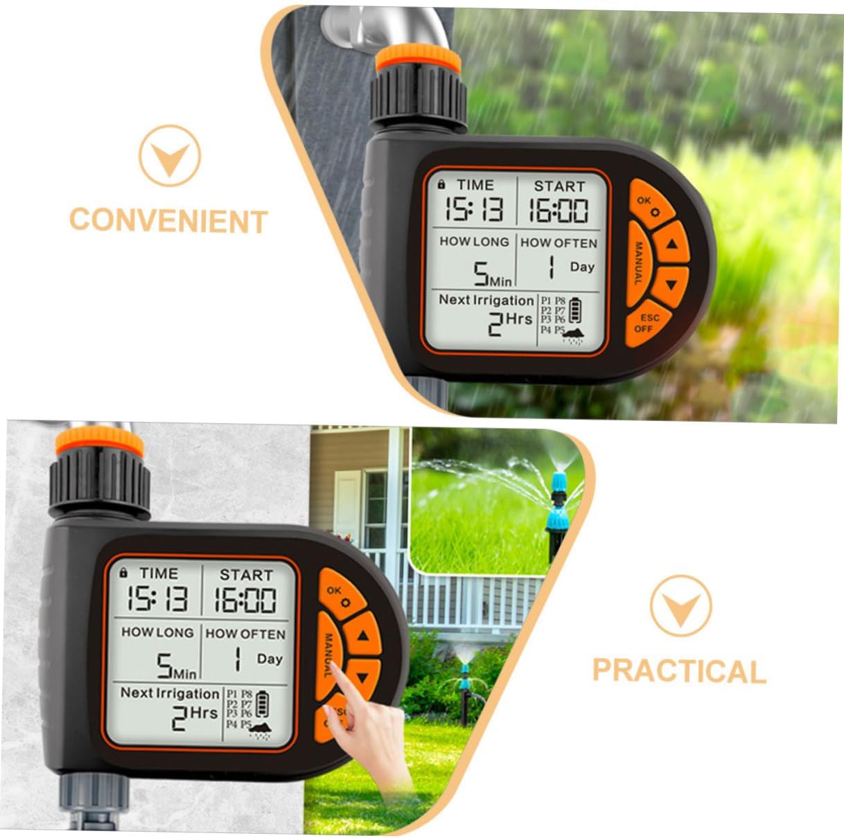 Intelligent Outdoor Irrigation Watering Timer Sprinkler Controller for Garden Balcony Lawn Automatic Watering System with Programmable Scheduling Weather-Resistant Design Battery