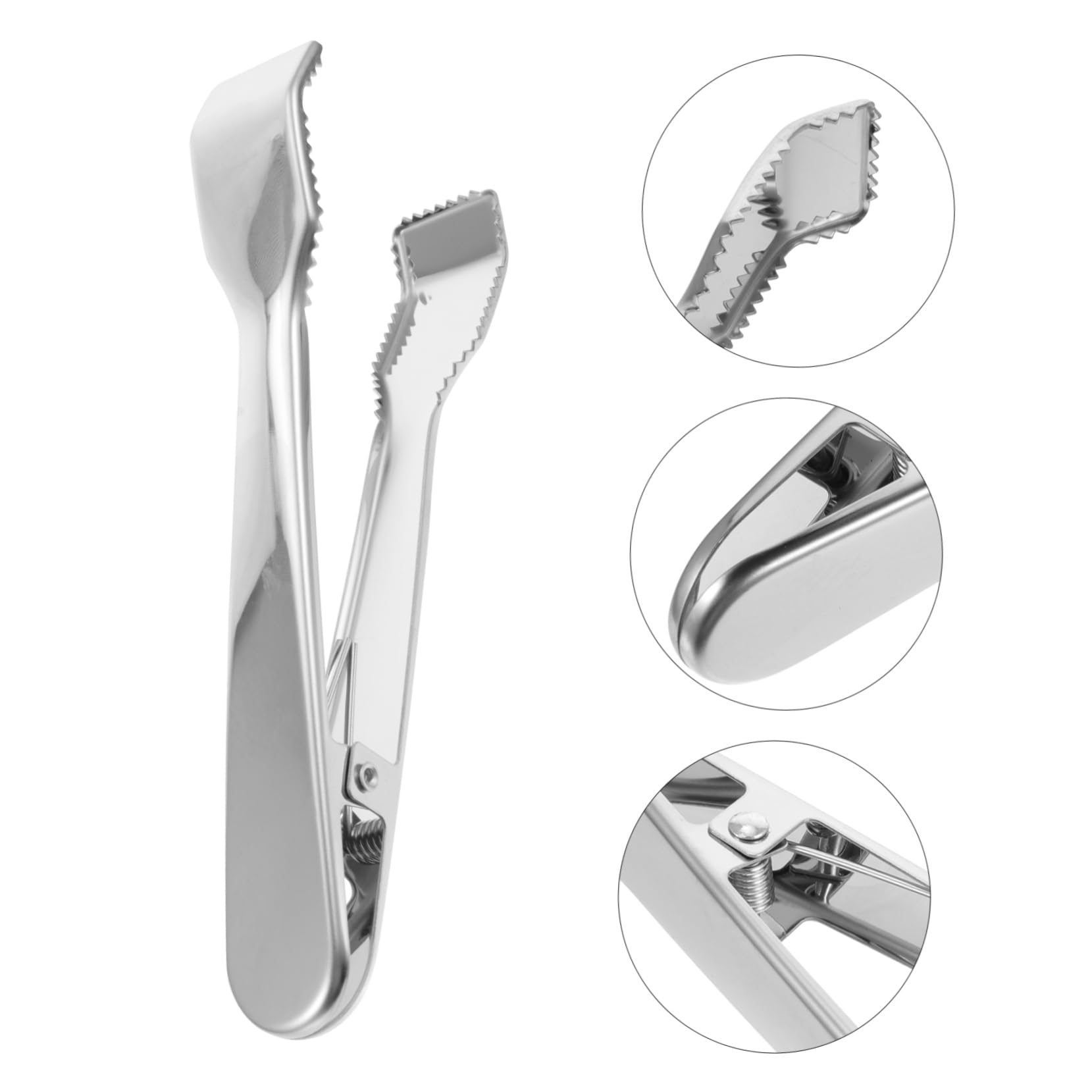 BRIGHTFUFU 1Pc Multifunctional Stainless Steel Ice Clip Food Clip with Sawtooth Edge for Buffets Bars and Kitchens Silver Finish Ice Clamp for Easy Handling