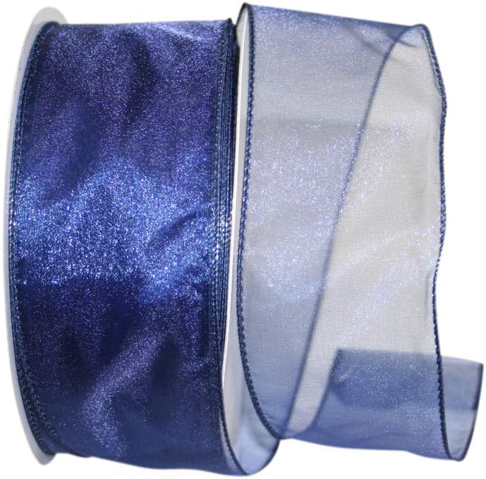 Reliant Ribbon Sheer Lovely Value Wired Edge Ribbon, 2-1/2 Inch X 50 Yards, Navy