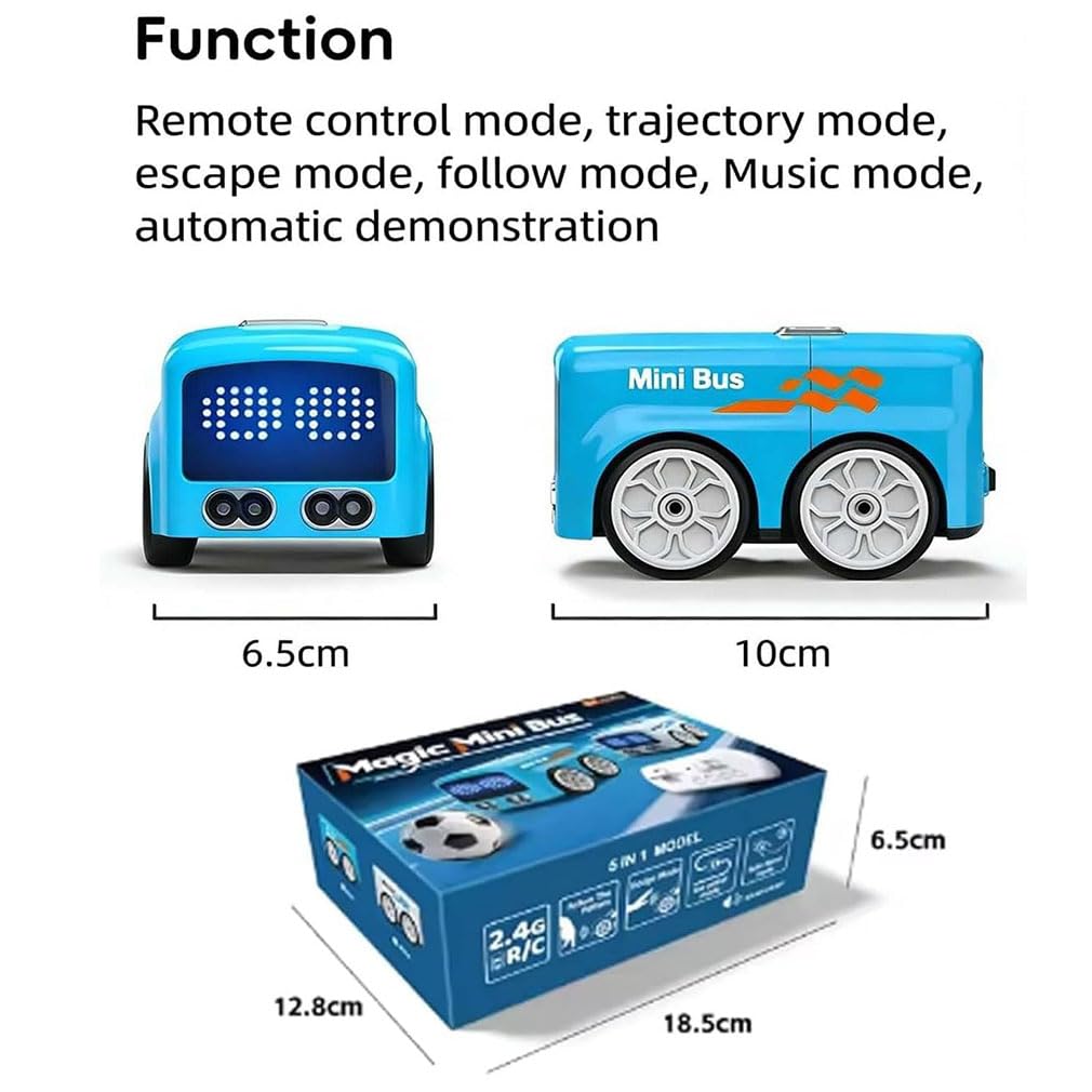 Magic Mini Rc Bus, 2026 Verbessertes RC-Fernsteuerungs-Sensor-Auto mit Gestensteuerung, automatischer Ausweichfunktion für Fahrzeuge,Patrouillenlinien-Fahrspielzeug mit 5 Modi,2.4GHz RC Autos (Blau)