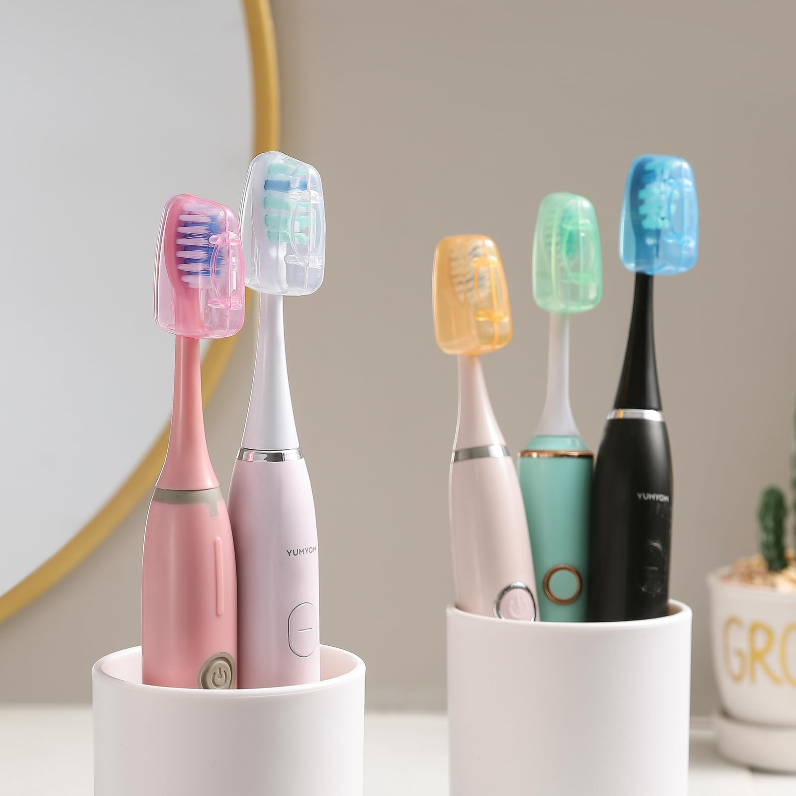 Muslish Paquete de 100 fundas para cepillos de dientes, ajuste universal para cepillos eléctricos y manuales, protectores reutilizables para viajes y hogar (valor a granel), multicolor