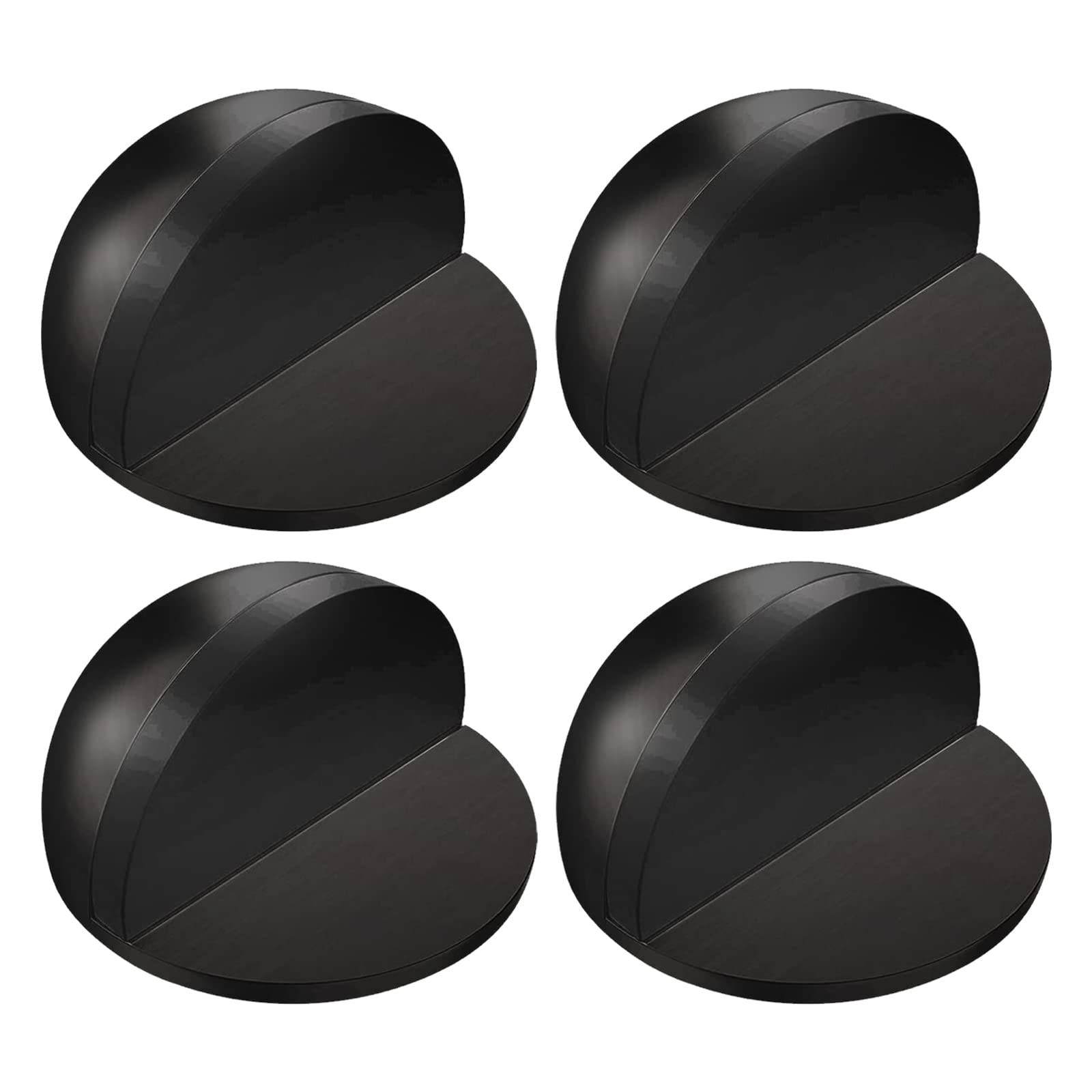 T'PUPU 4 Pack Stainless Steel Floor Door Stop,3M Self Adhesive Oval Floor Mounted Door Stopper, Half Moon Door Stopper for Floor Door,No Need to Drill(Black)