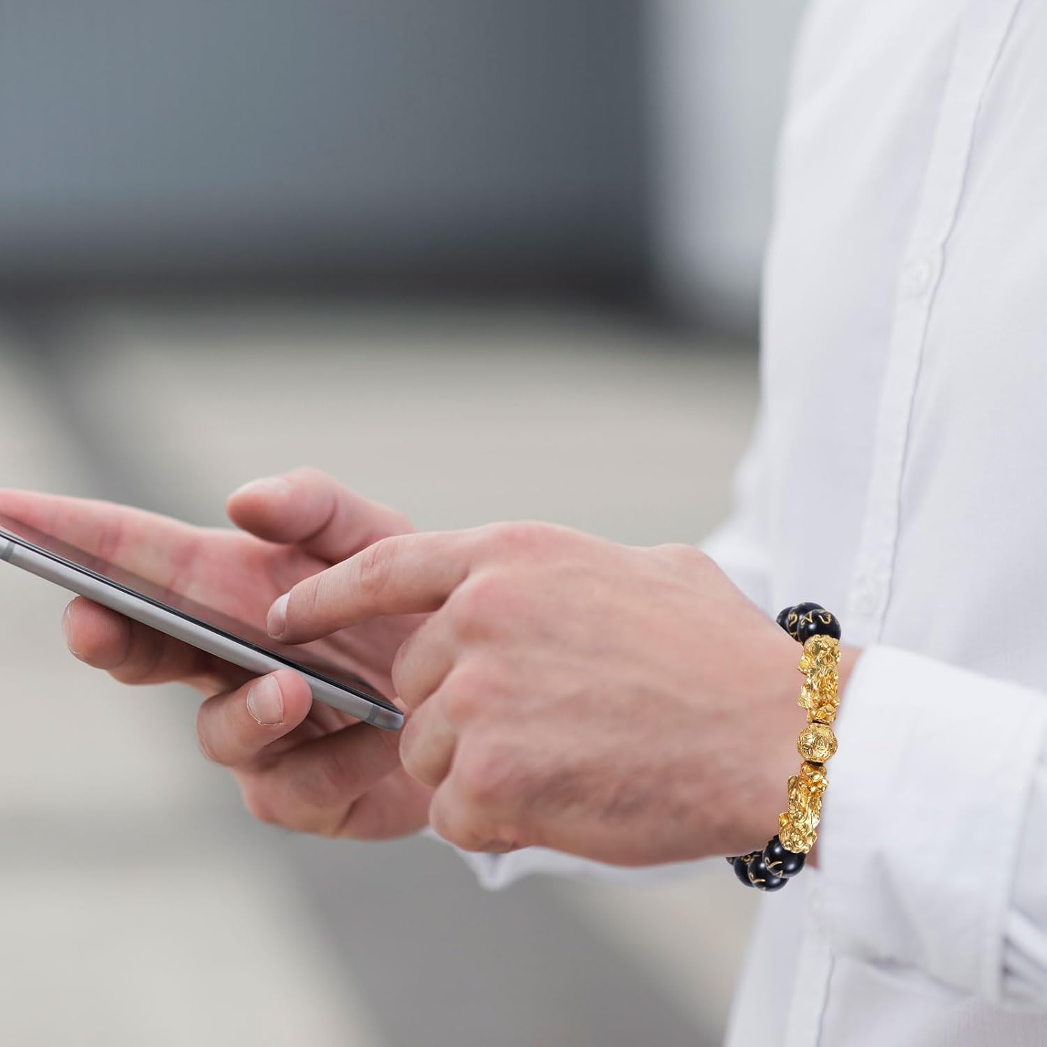 3pcs Wealth Bracelets, Imitation Obsidian Good Luck Bracelet with Chinese Mythical Beasts Charms for Protection Bring Luck & Wealth Gold and Black Beaded Jewelry Gift for Men Women - Image 7