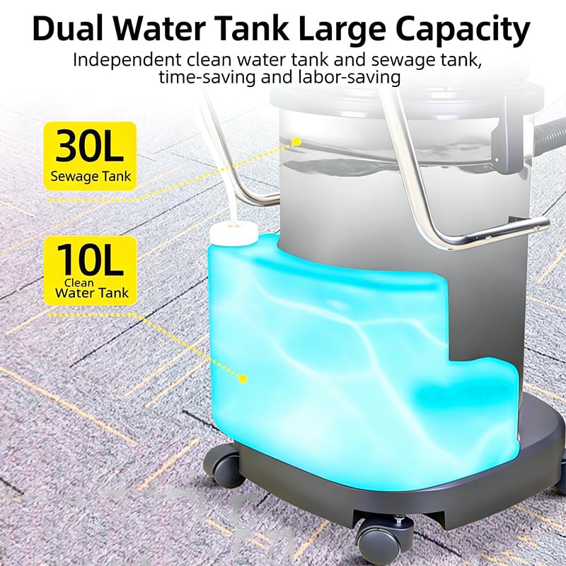 Spazzola Per La Pulizia Di Tappeti E Pavimenti, Macchina Per La Pulizia Di Tappeti Commerciale, Pulitore Per Tappeti Portatile Da 30 Litri Con 2 Serbatoi Dacqua Indipendenti, Aspirapolvere Per