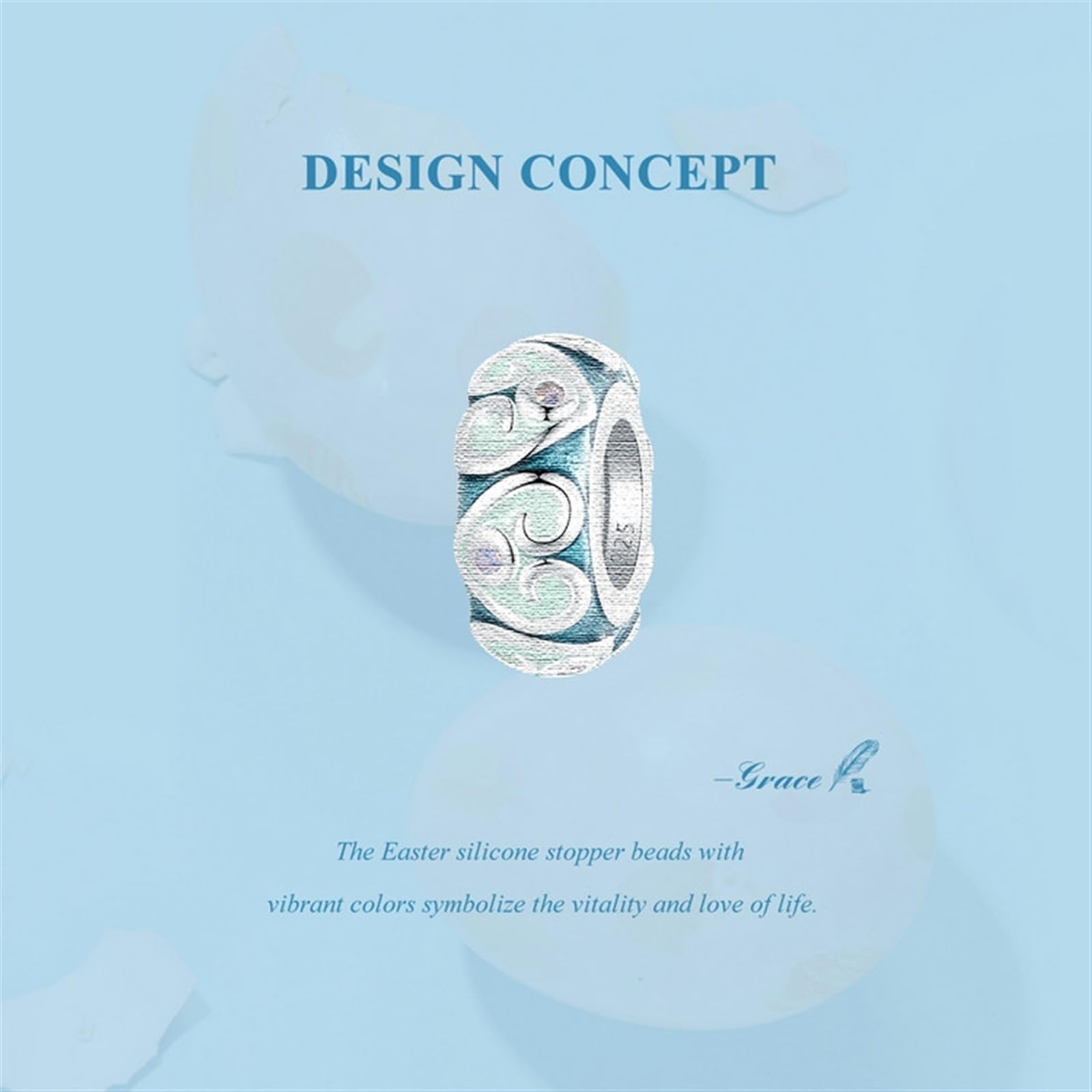 Ciondoli distanziatori in gomma coniglietto pasquale in argento sterling 925 per collane bracciali per compleanno donna