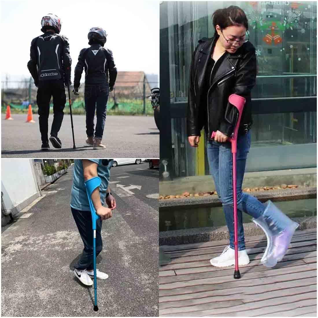 Muletas de Aleación de Aluminio Plegables - Regulables en Altura con Gomas Antideslizantes Resistentes para Niños, Hombres, Mujeres y Ancianos (Color: Azul)
