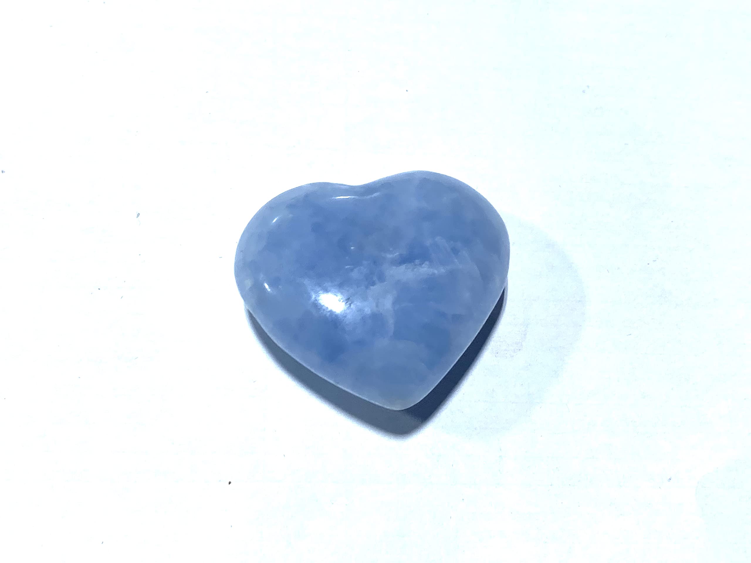 | Blue Calcite | Puff Heart Worry Stone | Size 1" | 1 Pc | Crystals and Healing Stones, Worry Stones for Anxiety, Reiki, Chakra, Witchcraft, Yoga, Meditation Accessories