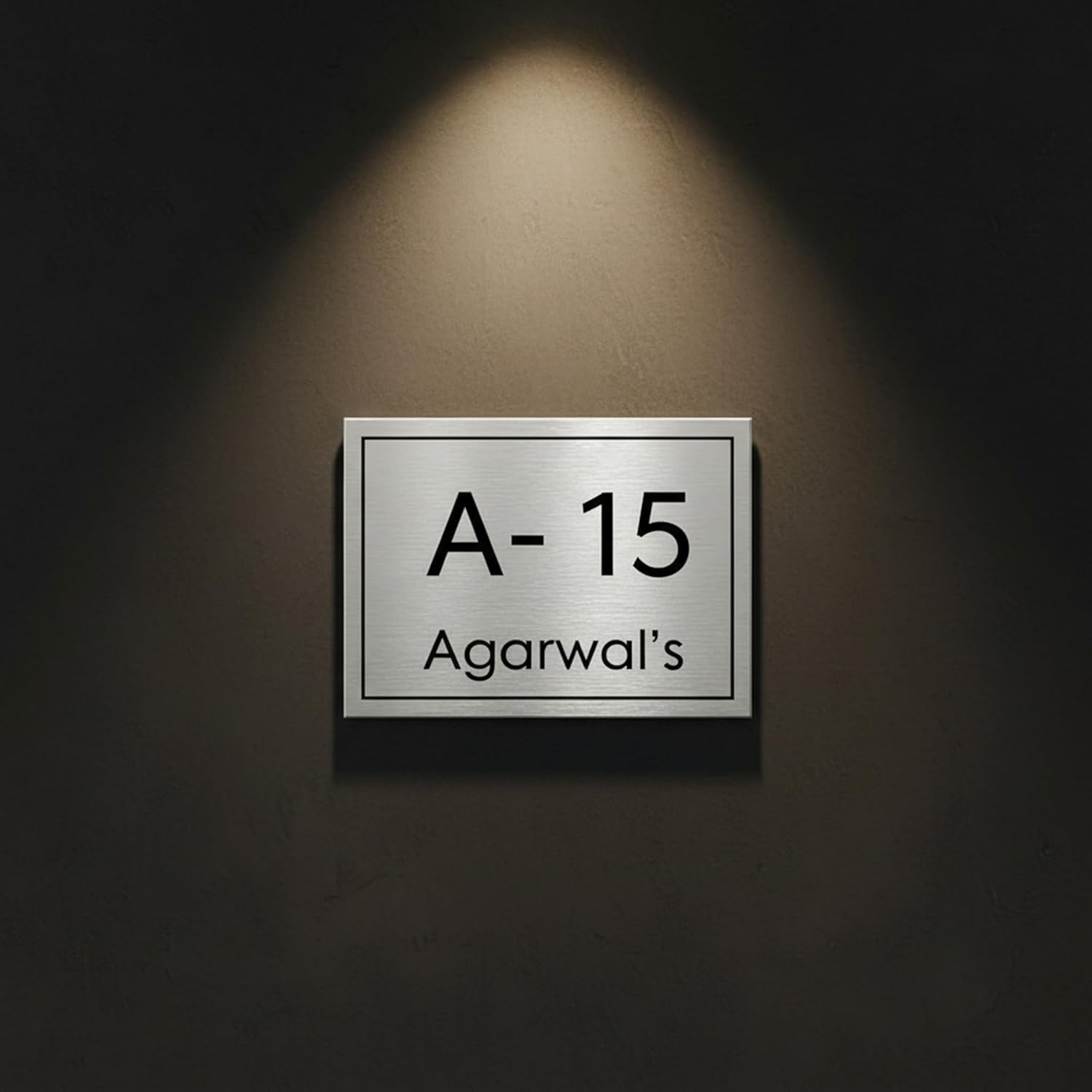 Customized Acrylic Name Plate for Home & Office | Personalized House Number Door Sign | Premium Silver Brushed Finish | Modern, Self-Adhesive (7 x 5 Inches) (2mm Gold) — Amazon image 11