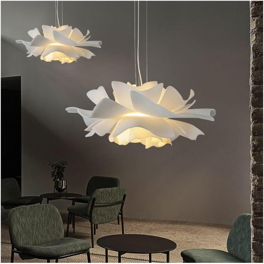 Lampa wisząca z płatkami Nordic Fashion, osobowość twórcza sklep odzieżowy lampa wisząca, biała prosta lampa wisząca E27, żyrandol do salonu w sypialni, jadalni, jeden kolor, 15,7 cala