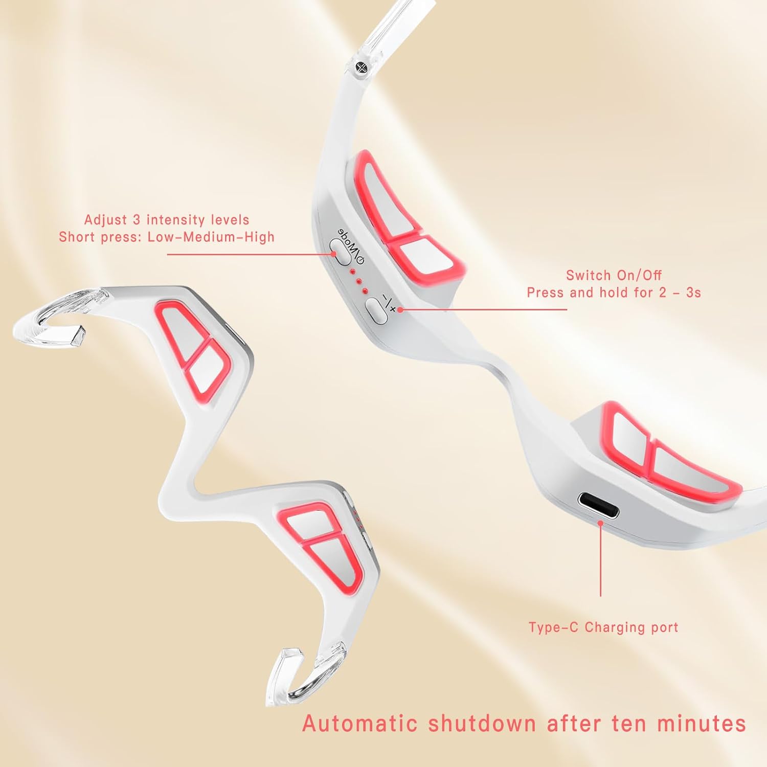 Red Light Therapy Eyelift Device with Microcurrent, Under Eye Red Light Therapy Glasses, Under Eyes Massager forTreatment Eye Bags Dark Circles Puffiness Wrinkles Fine Lines (A) - Image 5