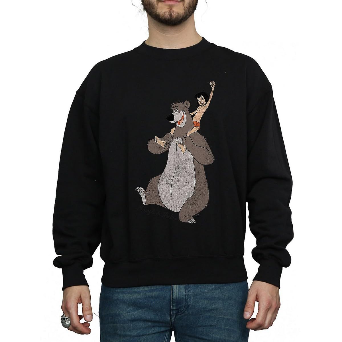 Disney Men's The Jungle Book Classic Mowgli And Baloo Sweatshirt Large Black