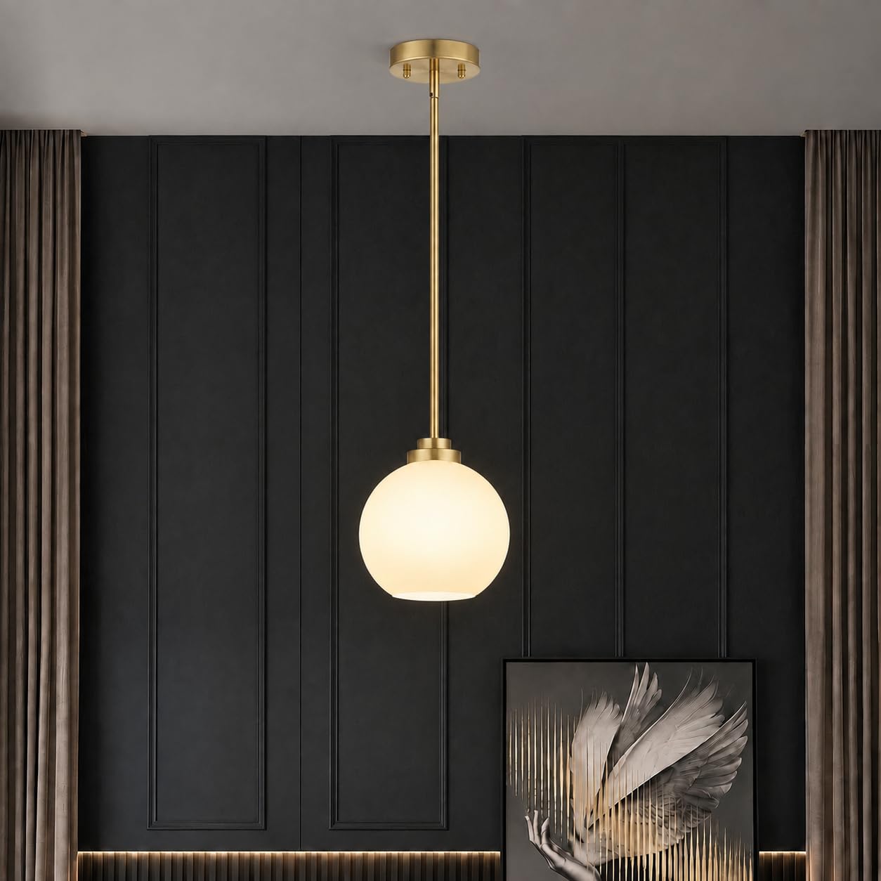 MQMQA 1 Pack Modern Globe Pendant Lights Kitchen Island Milk Glass