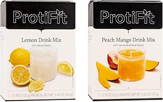 PROTIFIT - High Protein Lemon & Peach Mango Fruit Drink 2 Pack, 15g Protein, Low Calorie, Sugar Free, Ideal Protein Compatible, 7 Servings Per Box, (2 Pack)