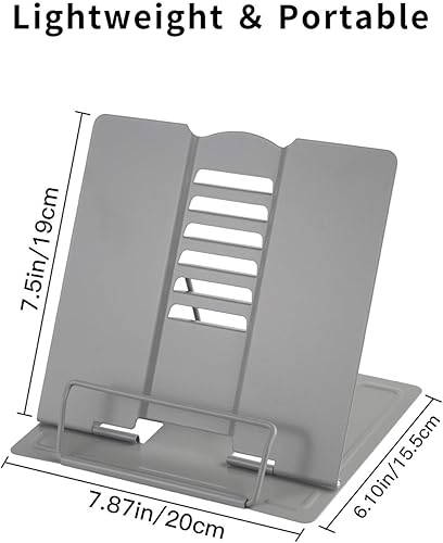 Miniatura 2 de Blizzow Soporte para libros de escritorio para leer manos libres, soporte de metal duradero, ajustable, resistente, ligero, plegable, portátil,