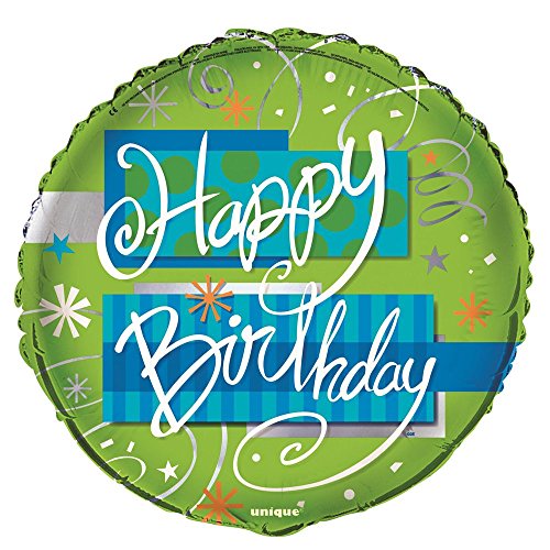 Unique Supplies Bright Birthday Foil Party Balloon 17.5", Multicolor