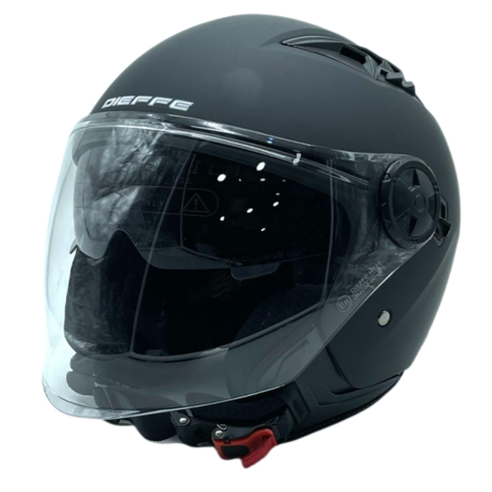 Casco JET Dieffe DF62 nero opaco con visiera e visierino a scomparsa fumè