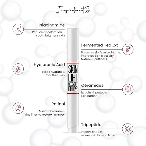 Miniatura 4 de Levanta gotas de recuperación para reducir las líneas finas y las arrugas, eficaz en cuello, mandíbula, barbilla, frente y líneas de sonrisa, todo