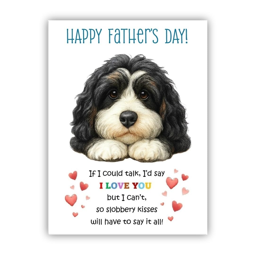 Father’s Day Card From the Dog. Multiple Breeds Available. Cute Fathers Day Pet Card (• Cockapoo black and white– Cockerpoo)