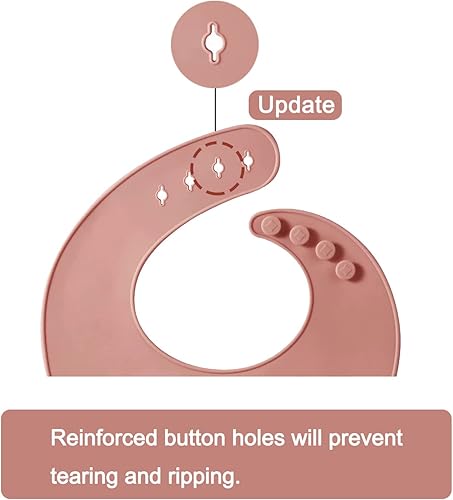 Miniatura 3 de PandaEar Baberos de silicona para bebés y niñas Baberos ajustables impermeables sin BPA suaves y duraderos para comer con bolsillo grande para