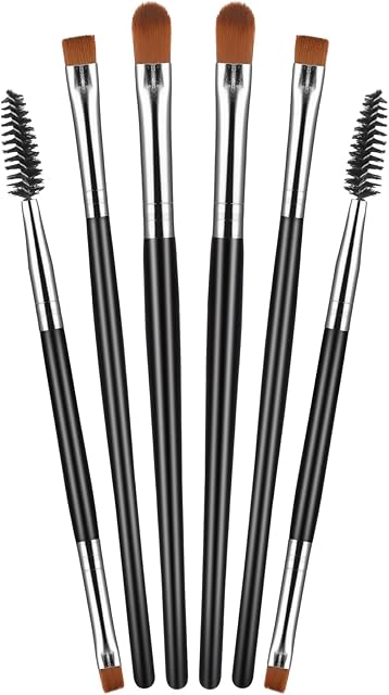 Sibba 6Pcs Eyeshadow Brush Set Double Head Eyebrow Brush Angled Eye Makeup Brushes for Eyeshadow Applicator Blending Foundation Concealer, Eyebrow, Eyeliner