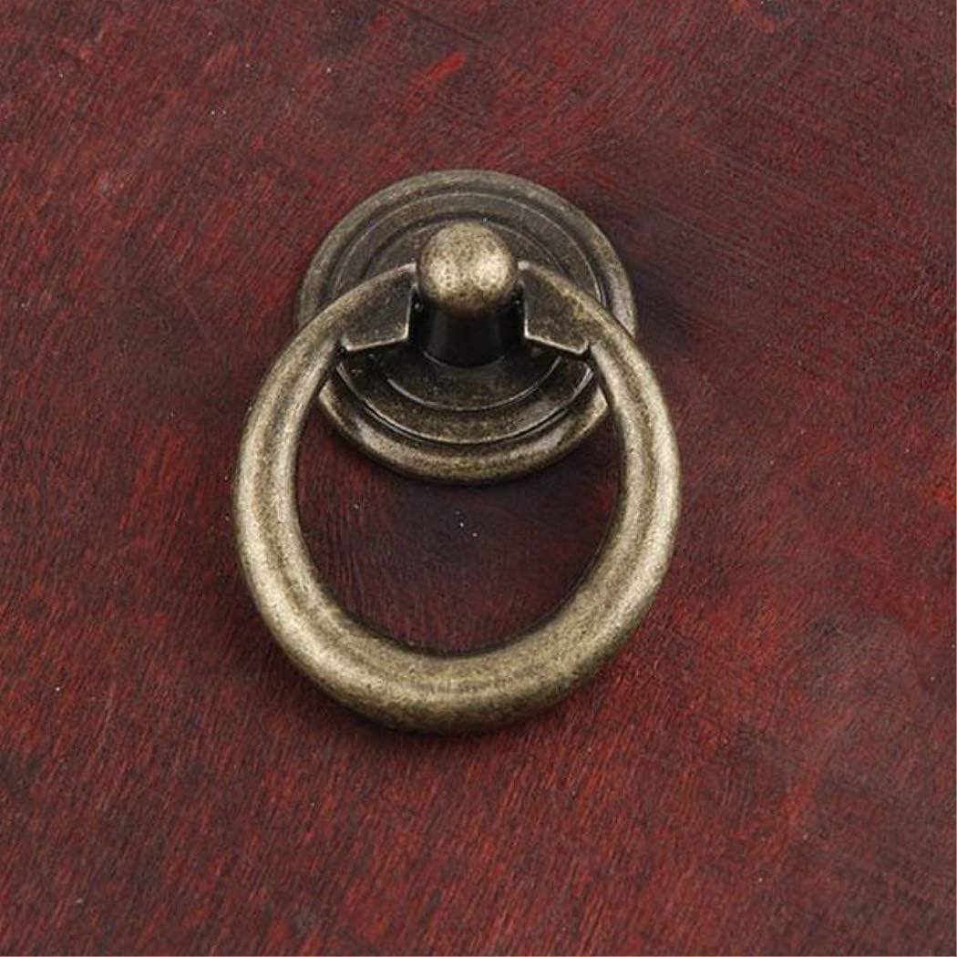 WaNana Simple Single-Hole Circular Pulling Ring Pulls Hardware for Gift Packing Box Kitchen Cabinet Wardrobe Drawer Furniture Bronze 6Pcs