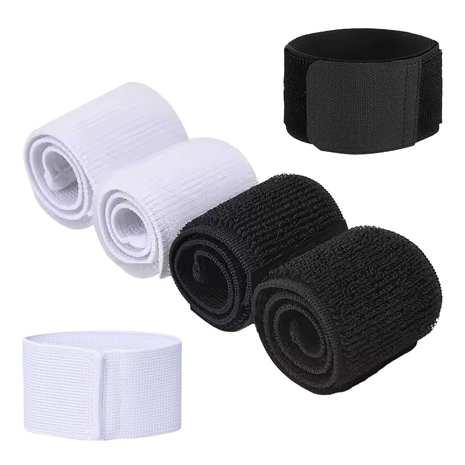 6 Pezzi Fascia per Parastinchi da Calcio Regolabile Traspirante Nastro Fascette Elastiche Portaparastinchi Nere Bianche Elasticità Shin Guard Holder per Adulto Uomo Donna e Bambino