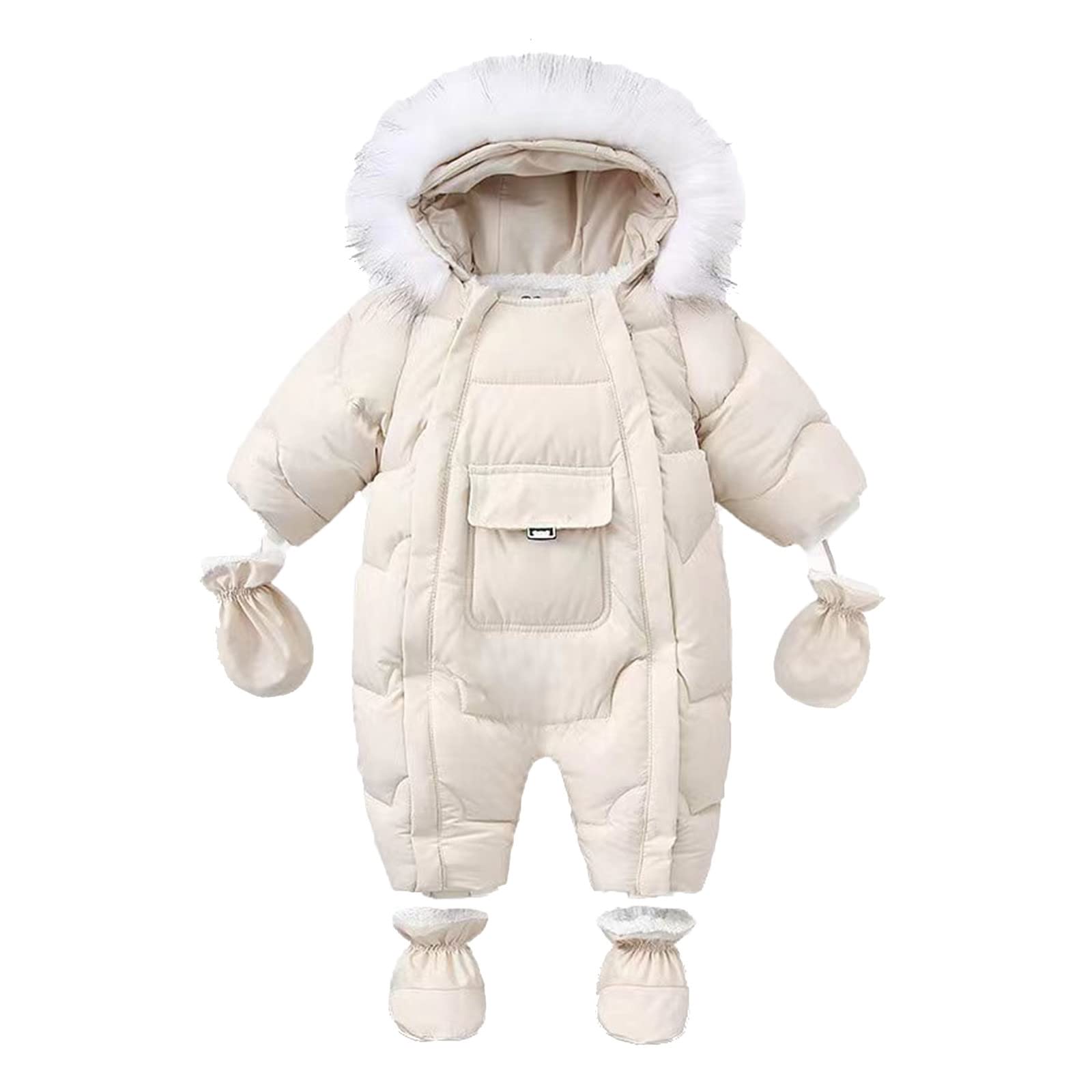 Bambino Ragazzo Inverno Addensare Cappotto con Cappuccio Tasca Giacca Tuta Da Neve con Guanti Bambino Antivento Calda Tuta Outwear Indossare Neve