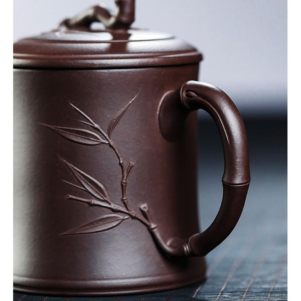 Matcha-Becher Handgemachte Tasse aus lila Ton, Teetasse mit Deckel, Büro-Teeservice for Herren, 380 ml Teeservice Tee-Ei Becher