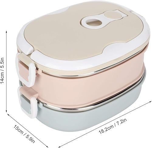 Miniatura 7 de LIZEALUCKY Bento Box - Contenedor de alimentos aislado con asa plegable, lonchera apilable caliente, portátil, de acero inoxidable, con aislamiento