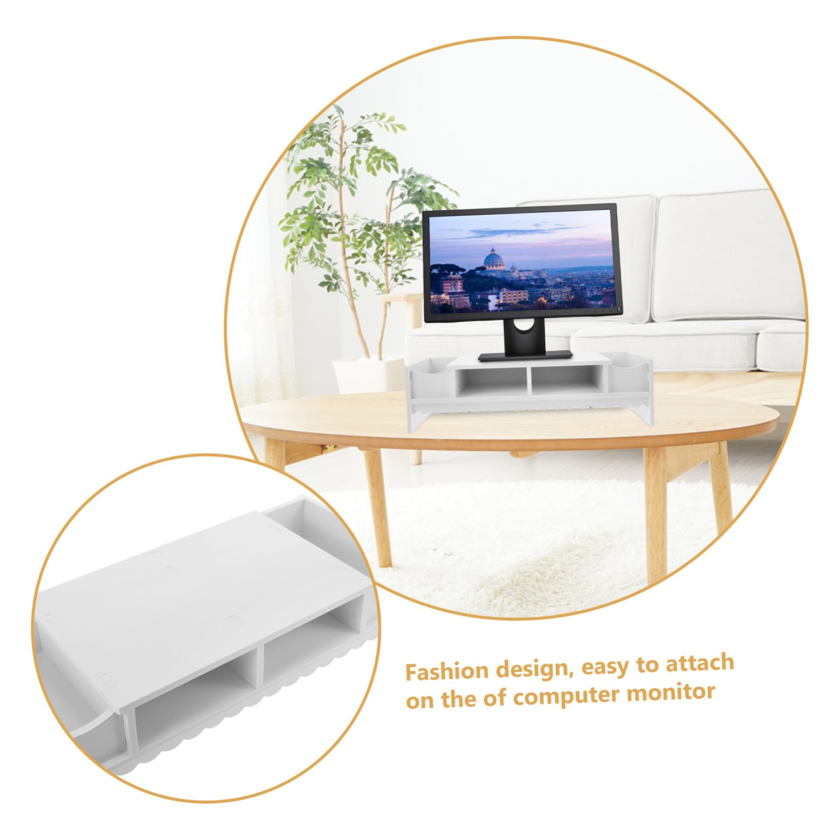 Étagère de Rangement Multifonction Rehausseur Bureau Pvc Blanc pour Écran