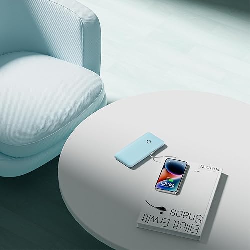 Miniatura 6 de Q Banco de energía de 10000 mAh, cargador portátil delgado, batería externa de 4 salidas con enchufe de pared de CA integrado, micro USB C, 3 cables