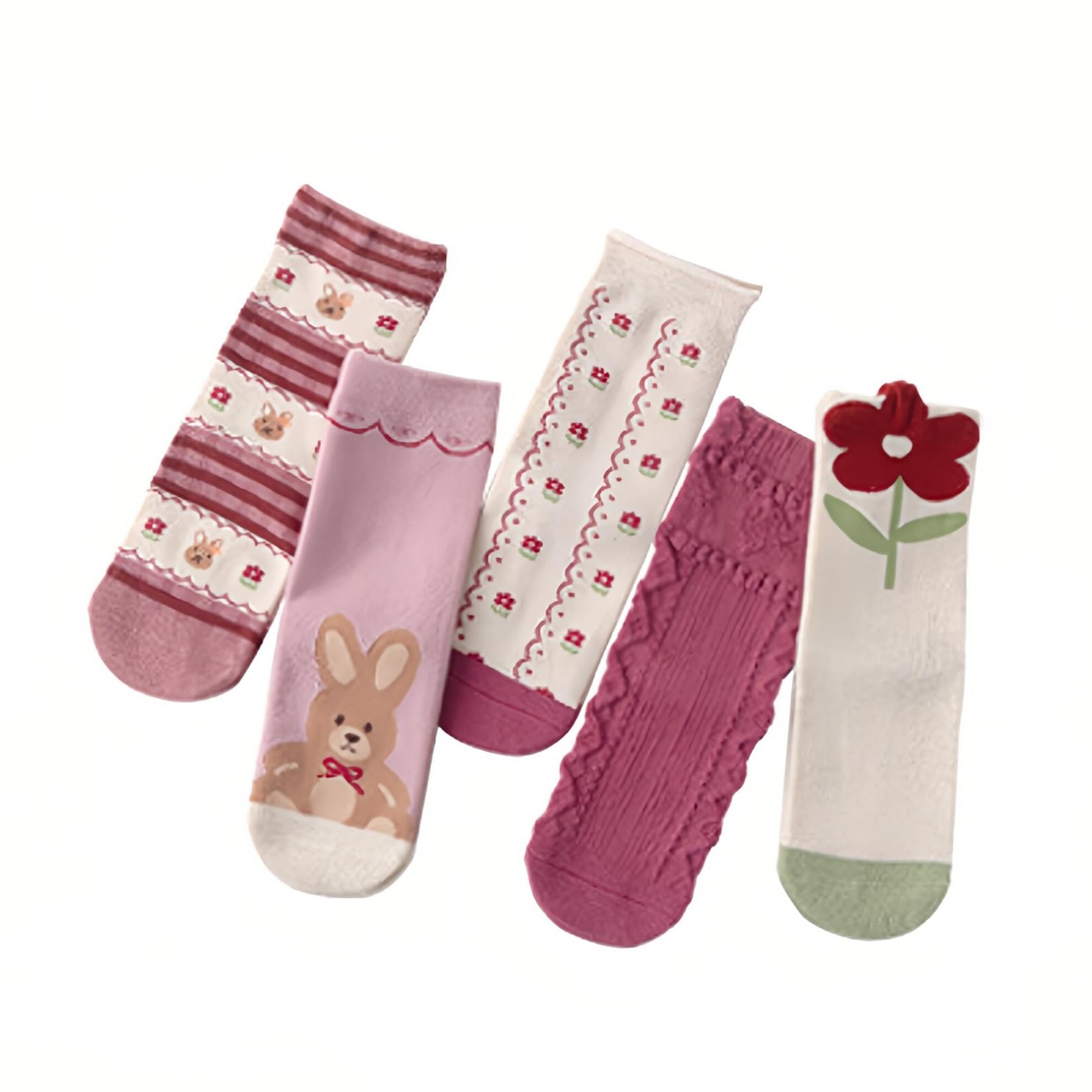 XWANZI Girls Socks Cute Cartoon Mid Calf Crew Socks for Girl 2-12 Years