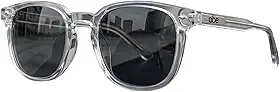Óculos De Sol Premium Alrakis Unissex, Armação Translúcida Cristal, Hastes Premium, Lentes Fumê UV400, Estilo Casual Esportivo, Case ECO Incluso, Marca ABÊ CLUB