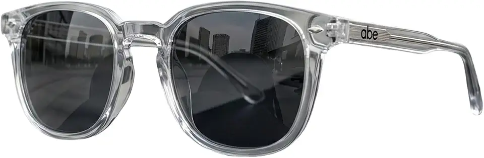 Óculos De Sol Premium Alrakis Unissex, Armação Translúcida Cristal, Hastes Premium, Lentes Fumê UV400, Estilo Casual Esportivo, Case ECO Incluso, Marca ABÊ CLUB