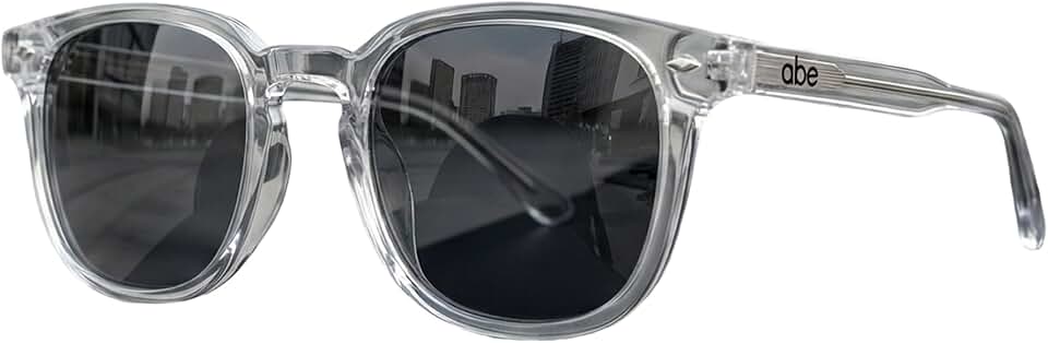 Óculos De Sol Premium Alrakis Unissex, Armação Translúcida Cristal, Hastes Premium, Lentes Fumê UV400, Estilo Casual Esportivo, Case ECO Incluso, Marca ABÊ CLUB