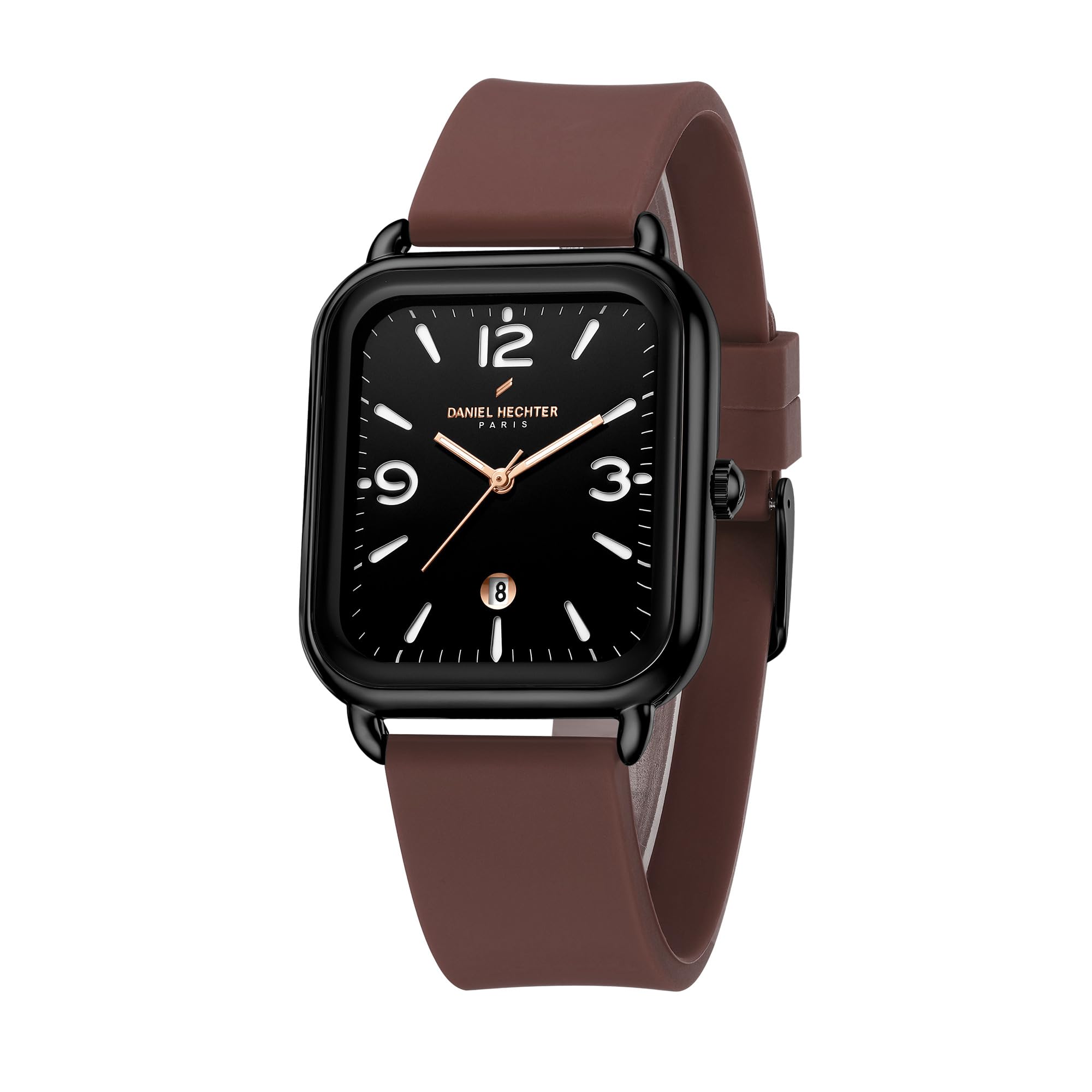 daniel hechter Paris Gabrielle Collection Luxury Analog Watch for Women with Square Dial, Date Display and Silicone Strap-picture-29