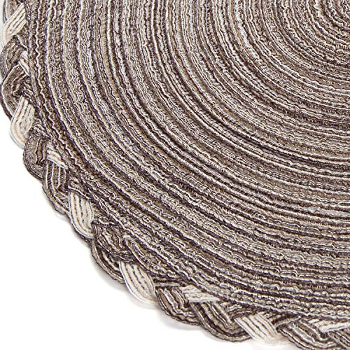 Image of SHACOS Round Placemats Set of 4 Braided Glitter Round Table Placemats 15 inch for Wedding Holiday Party (Multicolor-Light Coffee, 4)