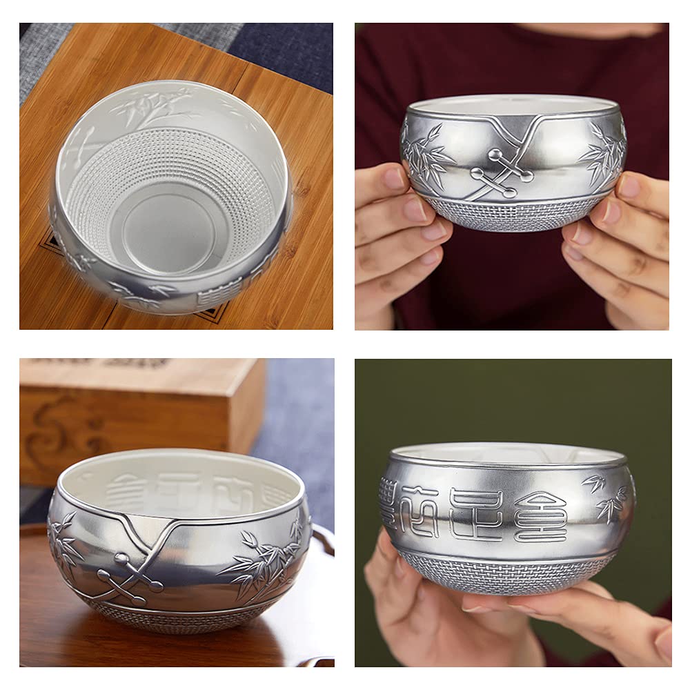 Bol de céréales en Argent Sterling, Bol à Soupe, Bol à Riz à Nouilles, Bol à Fruits de Dessert Salade, Convient en Cadeau, Ensemble de Trois pièces