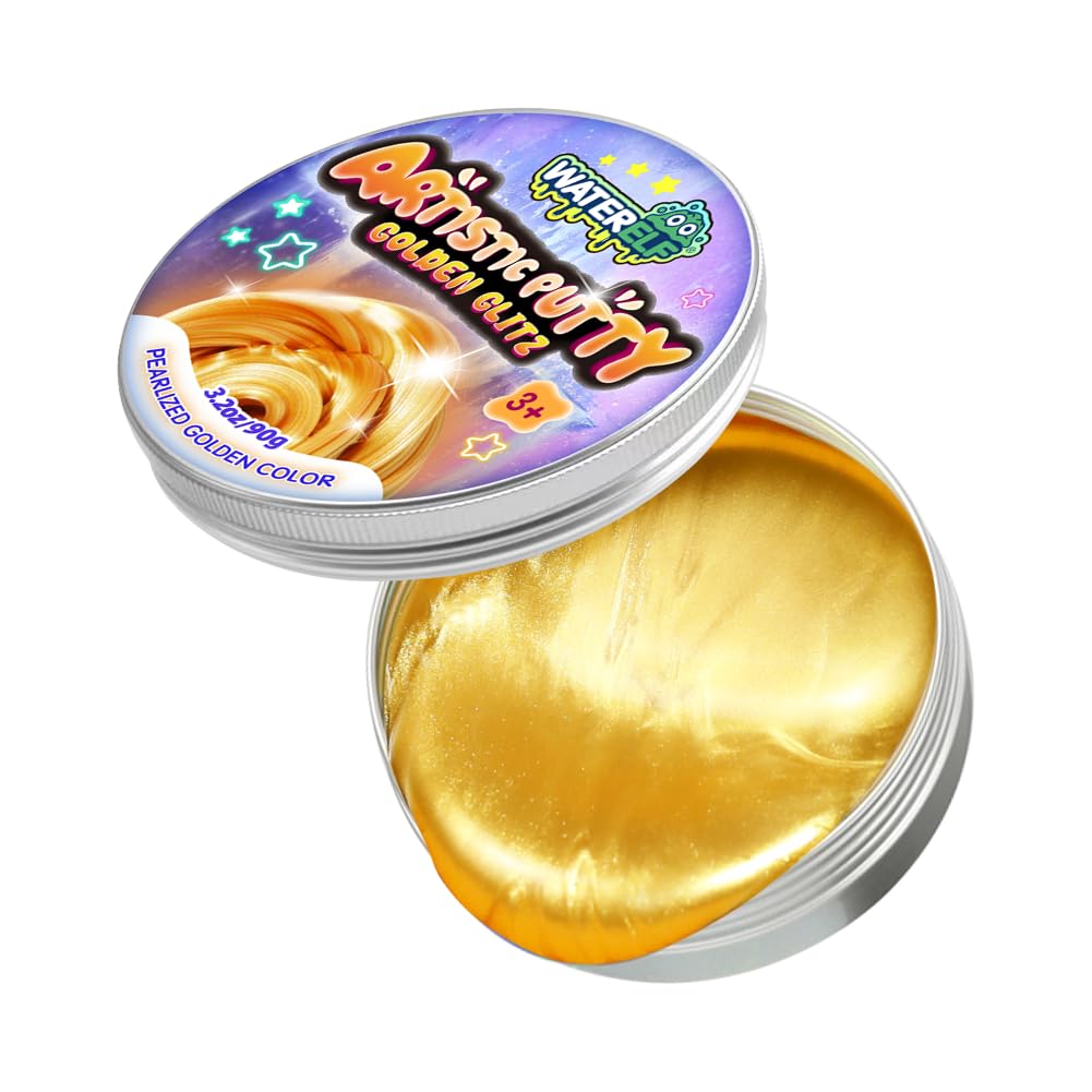 WATERELF Gold Putty 90g – Non-Toxic Sensory Fidget Toy, Never Dries Out, Non-Sticky Stress Relief Putty for Kids & Adults, Creative Slime in Reusable Tin – P007 — image 1