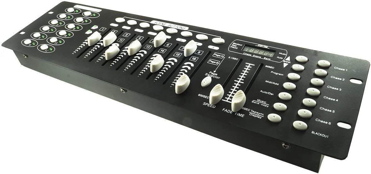 CENTRALINA DMX MIXER CONTROLLER LUCI DISCO EFFETTI DJ 192 CANALI DMX 512